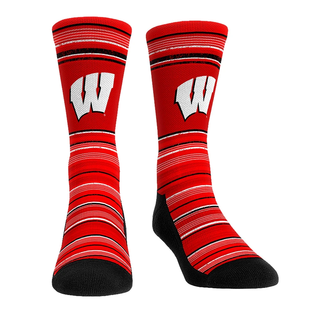 Pack combiné de chaussettes et caleçons boxeurs Rock Em Socks Wisconsin Badgers Primary Crew pour hommes