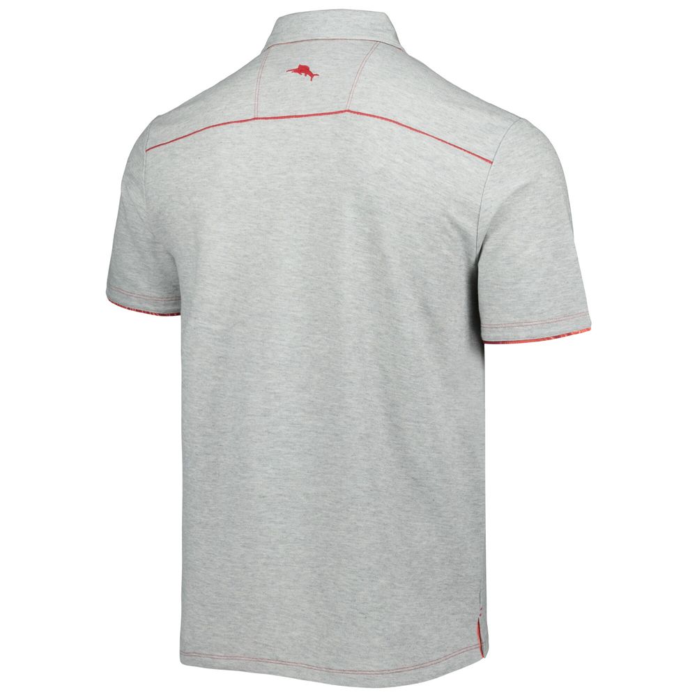 Men's Tommy Bahama Heathered Gray Wisconsin Badgers IslandZone Tailgater Polo