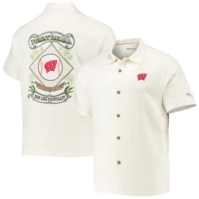 Chicago Cubs Tommy Bahama Baseball Camp Button-Up Shirt - Cream