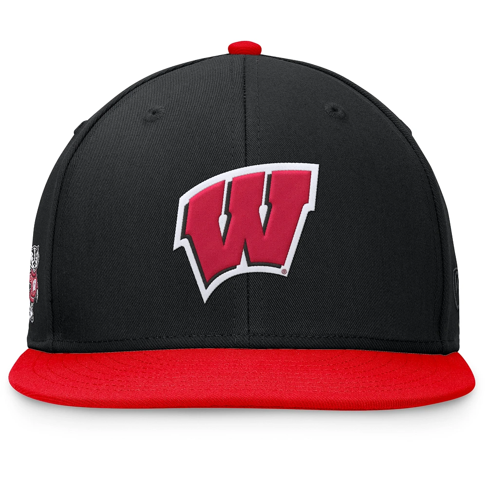 Men's Top of the World Black/Red Wisconsin Badgers Rally Two-Tone Fitted Hat