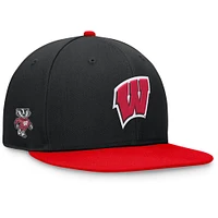 Men's Top of the World Black/Red Wisconsin Badgers Rally Two-Tone Fitted Hat