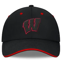 Casquette réglable Top of the World Black Wisconsin Badgers Release pour hommes