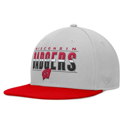 Men's Top of the World Gray Wisconsin Badgers Hudson Snapback Hat