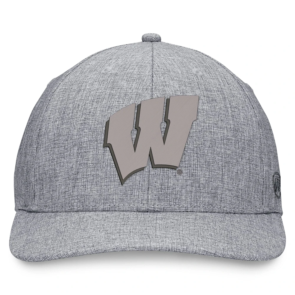 Men's Top of the World Gray Wisconsin Badgers Grit Flex Hat