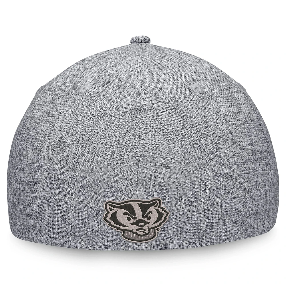 Men's Top of the World Gray Wisconsin Badgers Grit Flex Hat