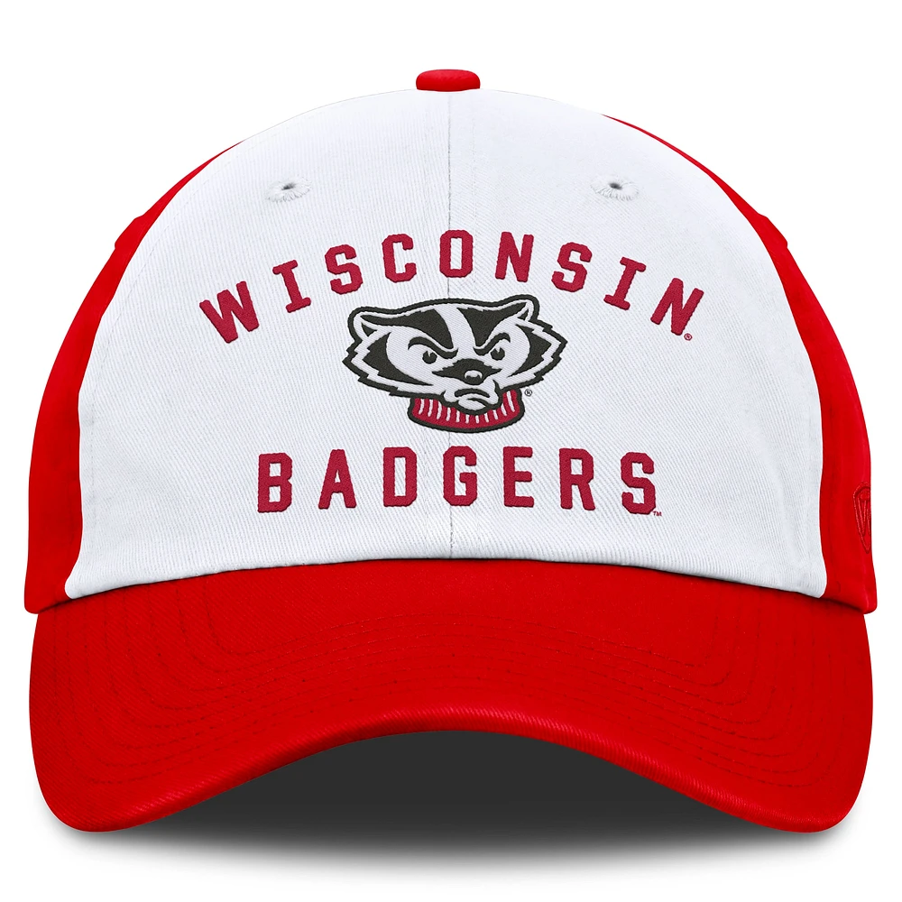 Men's Top of the World White/Red Wisconsin Badgers Weston Adjustable Hat