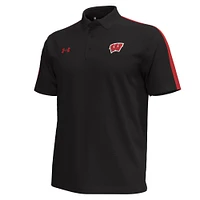 Men's Under Armour Black Wisconsin Badgers Pinnacle Performance Polo