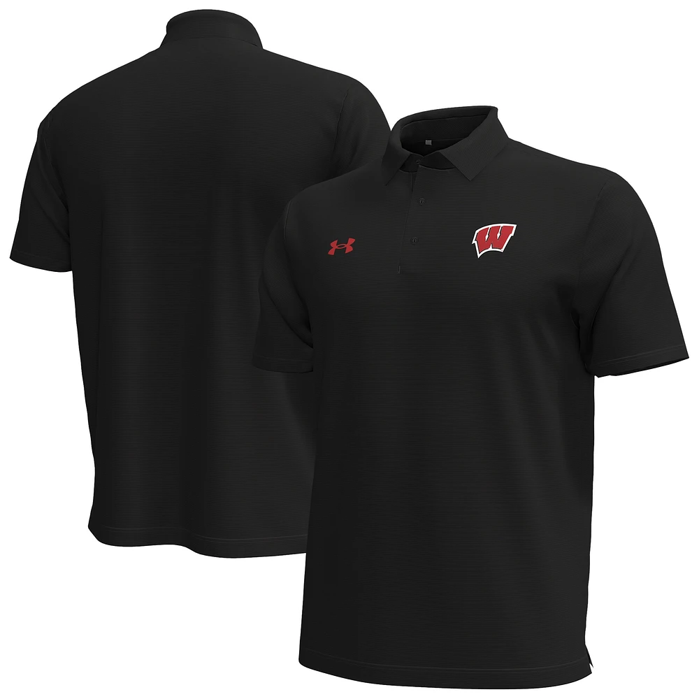 Polo Performance à rayures sur la poitrine pour homme Under Armour Black Wisconsin Badgers Playoff