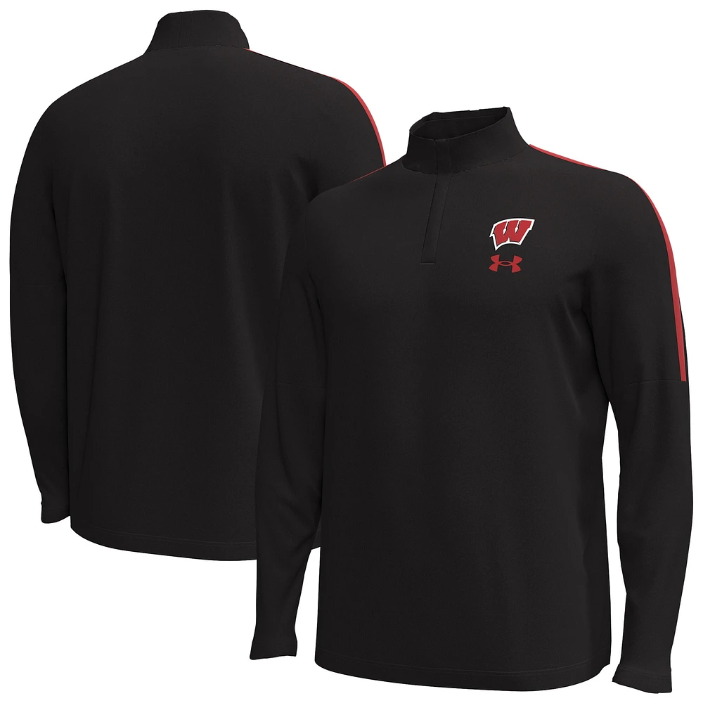 Veste à glissière quart de tour noire pour homme des Wisconsin Badgers Under Armour