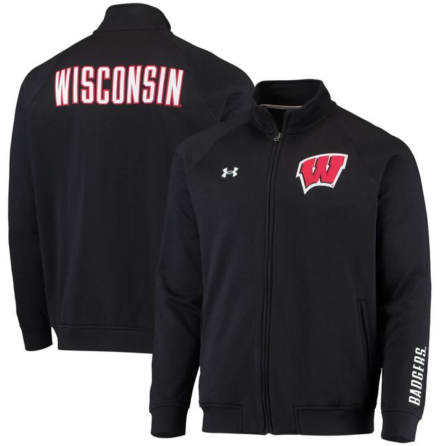 Veste noire à fermeture éclair intégrale Raglan Game Day Triad des Wisconsin Badgers d'Under Armour pour hommes