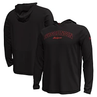 Men's Under Armour Black Wisconsin Badgers Sideline Knockout Hoodie Long Sleeve T-Shirt