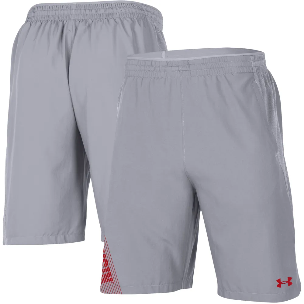 Women's Under Armour Heathered Black Wisconsin Badgers Performance Cotton  Shorts