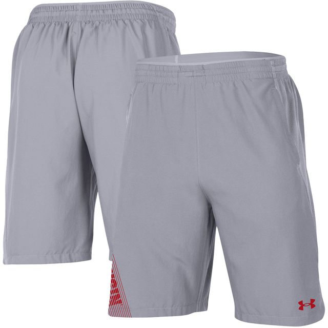 Short tissé Under Armour Wisconsin Badgers 2021 Sideline pour homme, gris