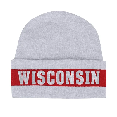 Men's Under Armour  Gray Wisconsin Badgers Jacquard Cuffed Knit Hat