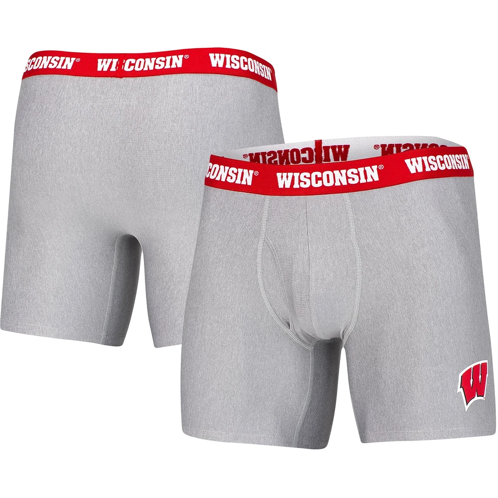 Under Armour Heather Grey Wisconsin Badgers 2021 Sideline Performance Boxer pour homme