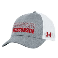 Men's Under Armour  Heather Gray Wisconsin Badgers 2024 Sideline Blitzing Trucker Adjustable Hat