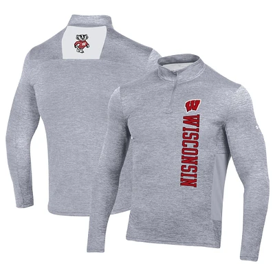 Under Armour Heather Grey Wisconsin Badgers Gameday Twist Quarter-Zip Top pour homme