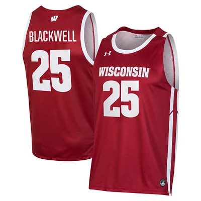 Men's Under Armour John Blackwell Red Wisconsin Badgers Replica Basketball Jersey