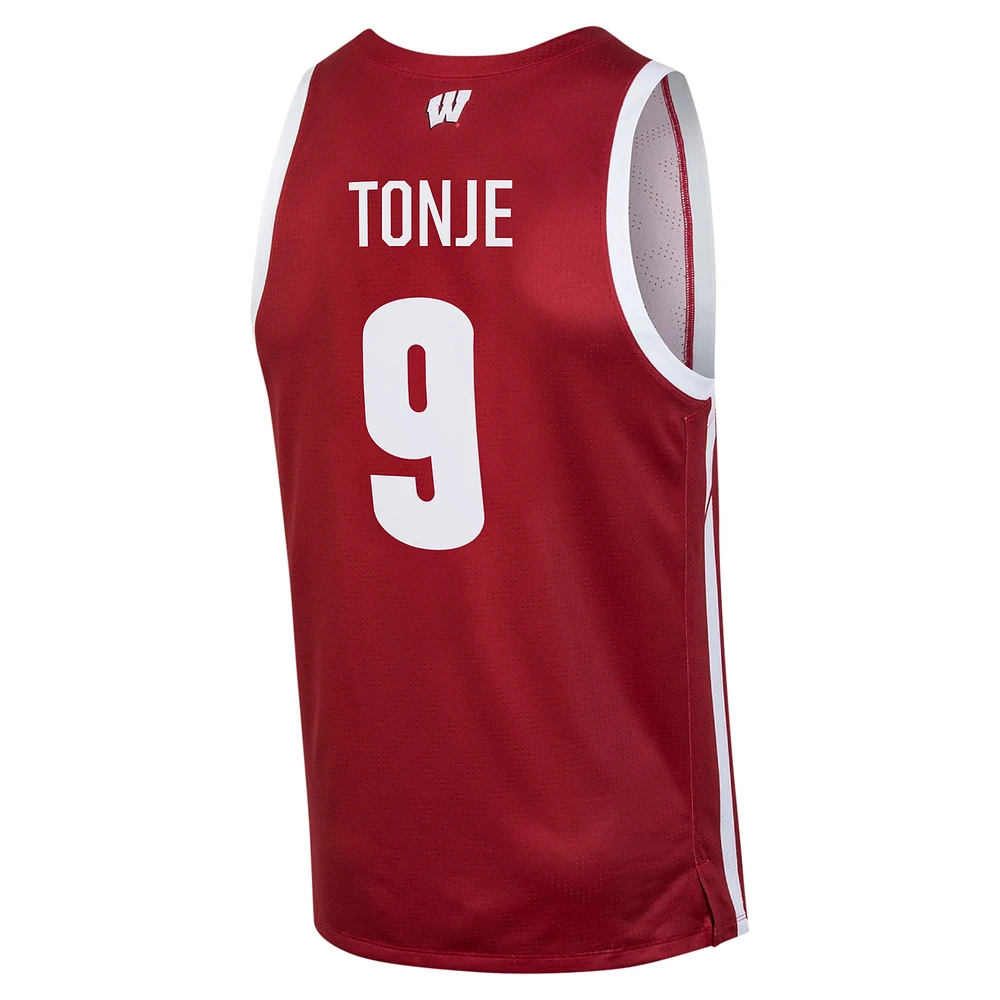 Men's Under Armour John Tonje Red Wisconsin Badgers Replica Basketball Jersey
