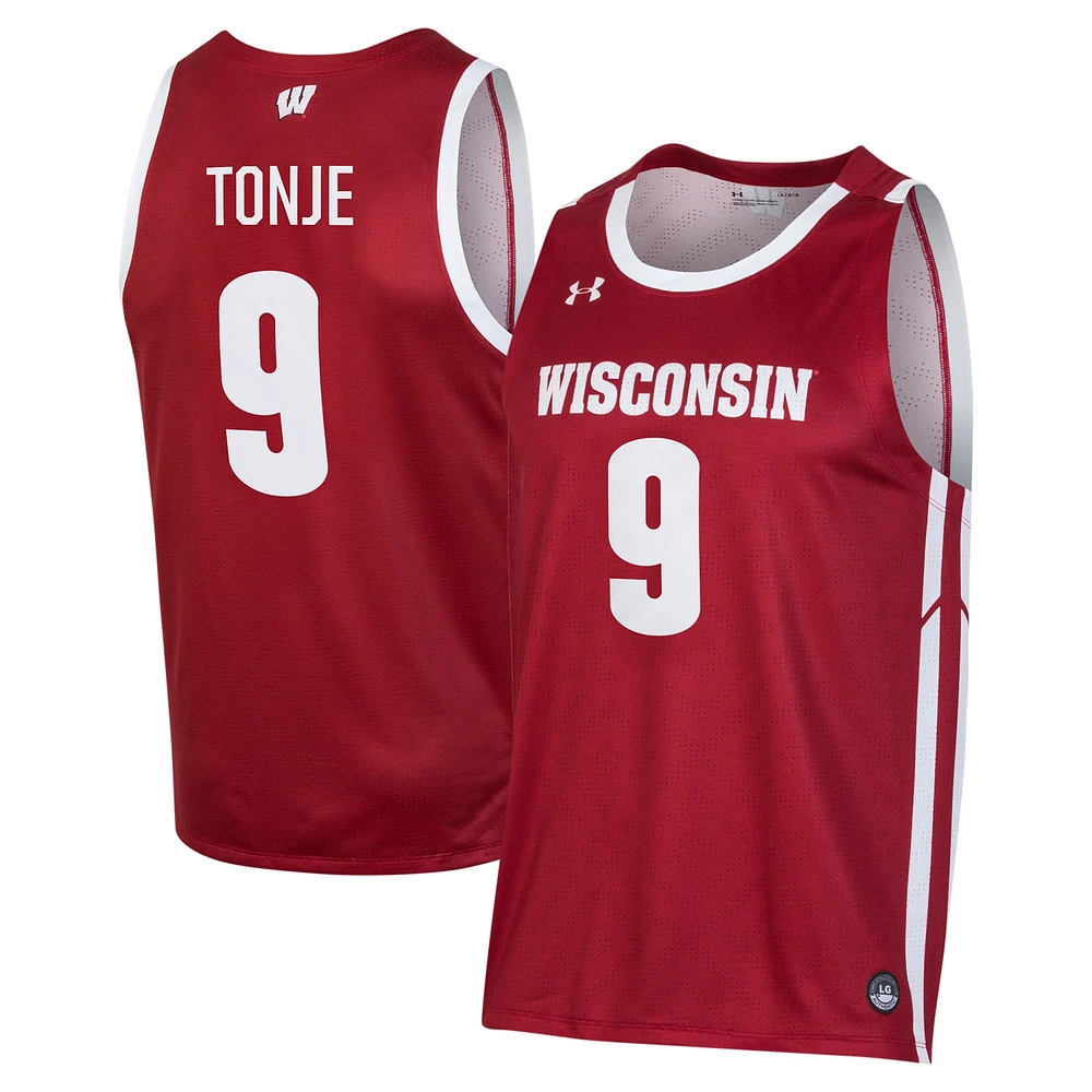 Men's Under Armour John Tonje Red Wisconsin Badgers Replica Basketball Jersey