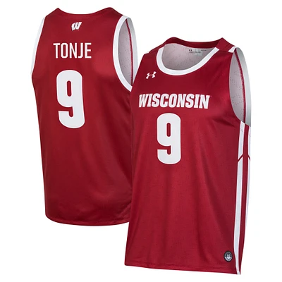 Men's Under Armour John Tonje Red Wisconsin Badgers Replica Basketball Jersey
