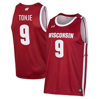 Men's Under Armour John Tonje Red Wisconsin Badgers Replica Basketball Jersey
