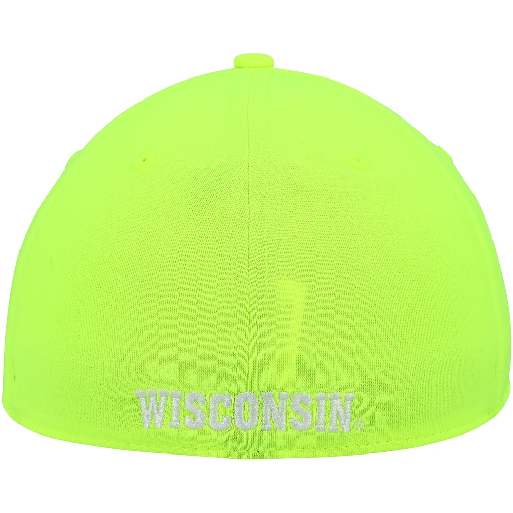 Under Armour Vert néon Wisconsin Badgers Signal Call Performance Flex Casquette pour homme