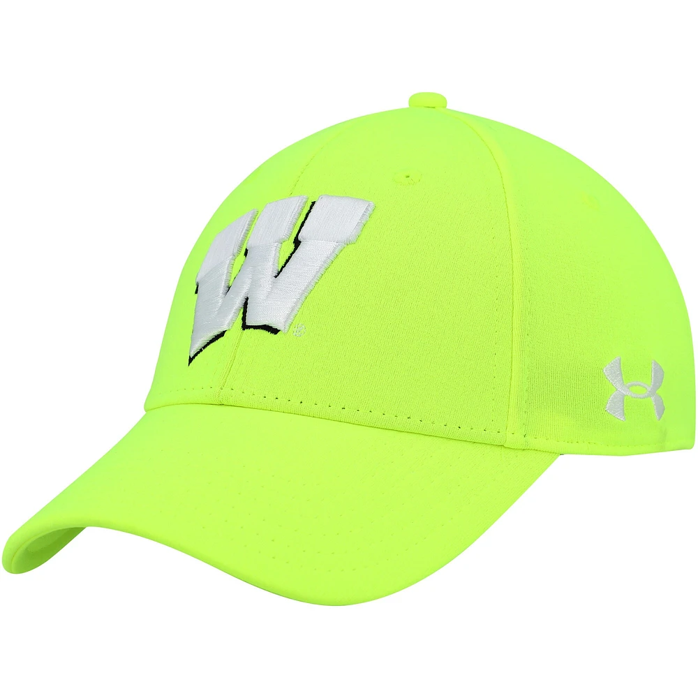 Under Armour Vert néon Wisconsin Badgers Signal Call Performance Flex Casquette pour homme