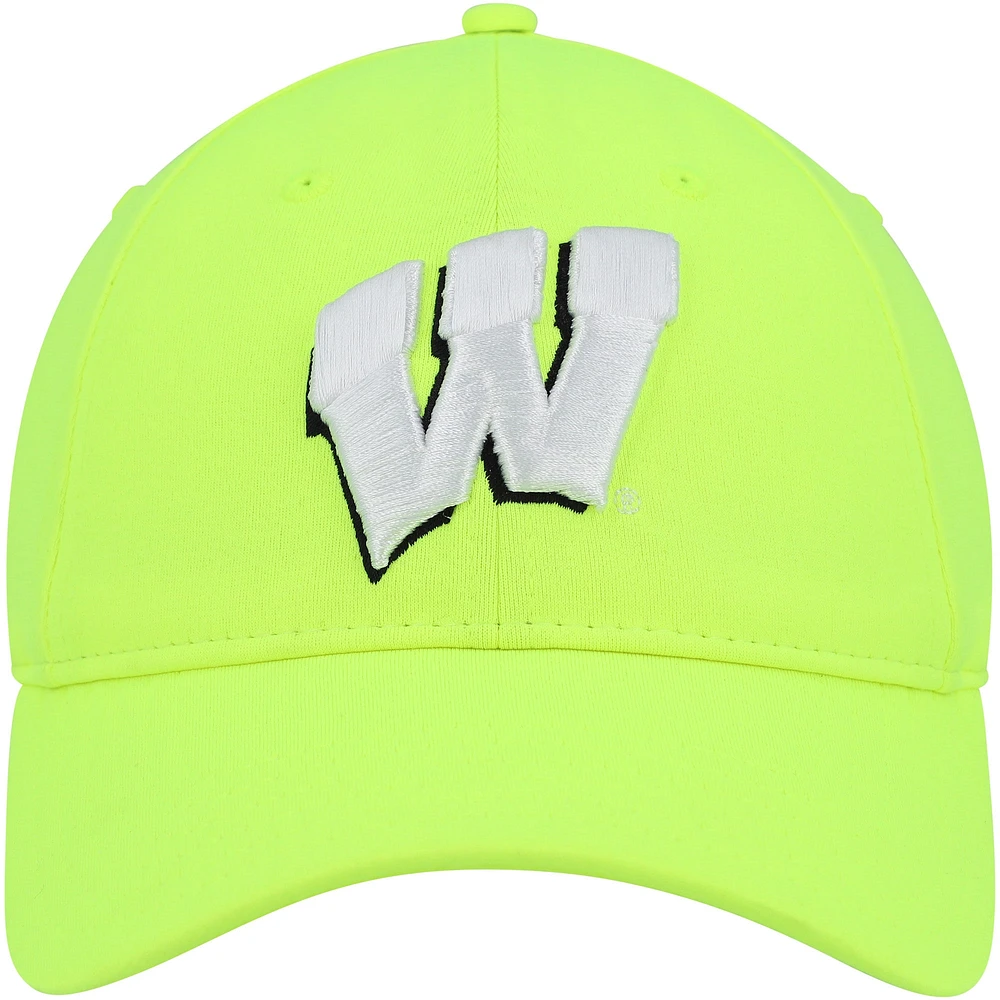 Under Armour Wisconsin Badgers Signal Caller Performance Casquette réglable pour homme Vert fluo