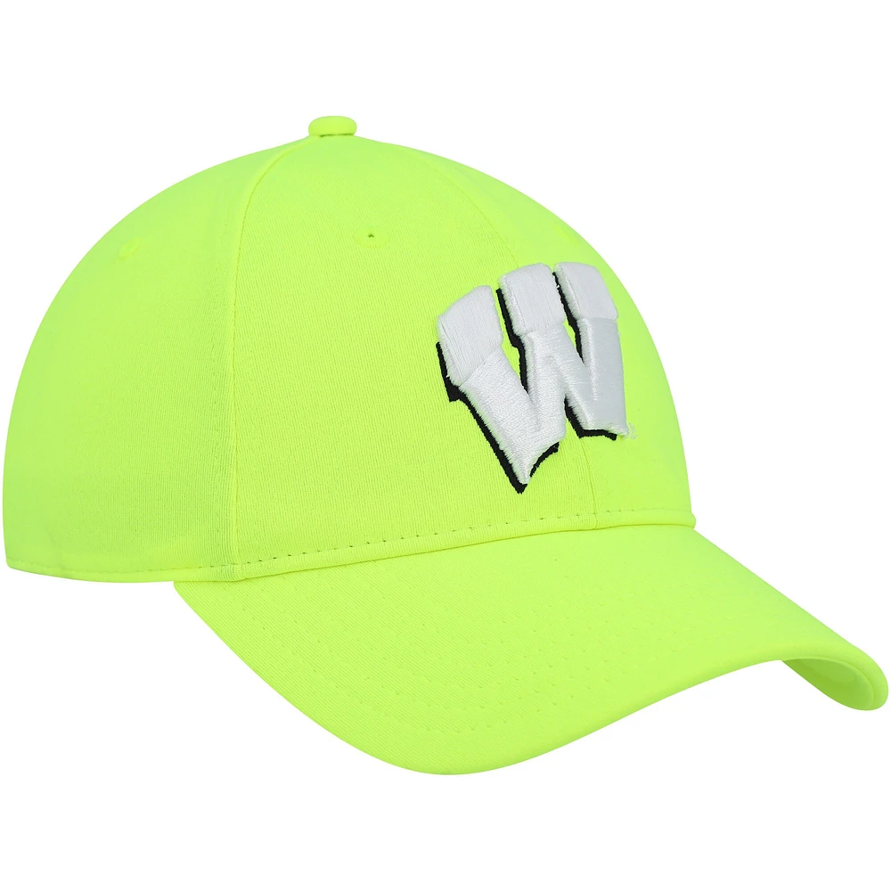 Under Armour Wisconsin Badgers Signal Caller Performance Casquette réglable pour homme Vert fluo