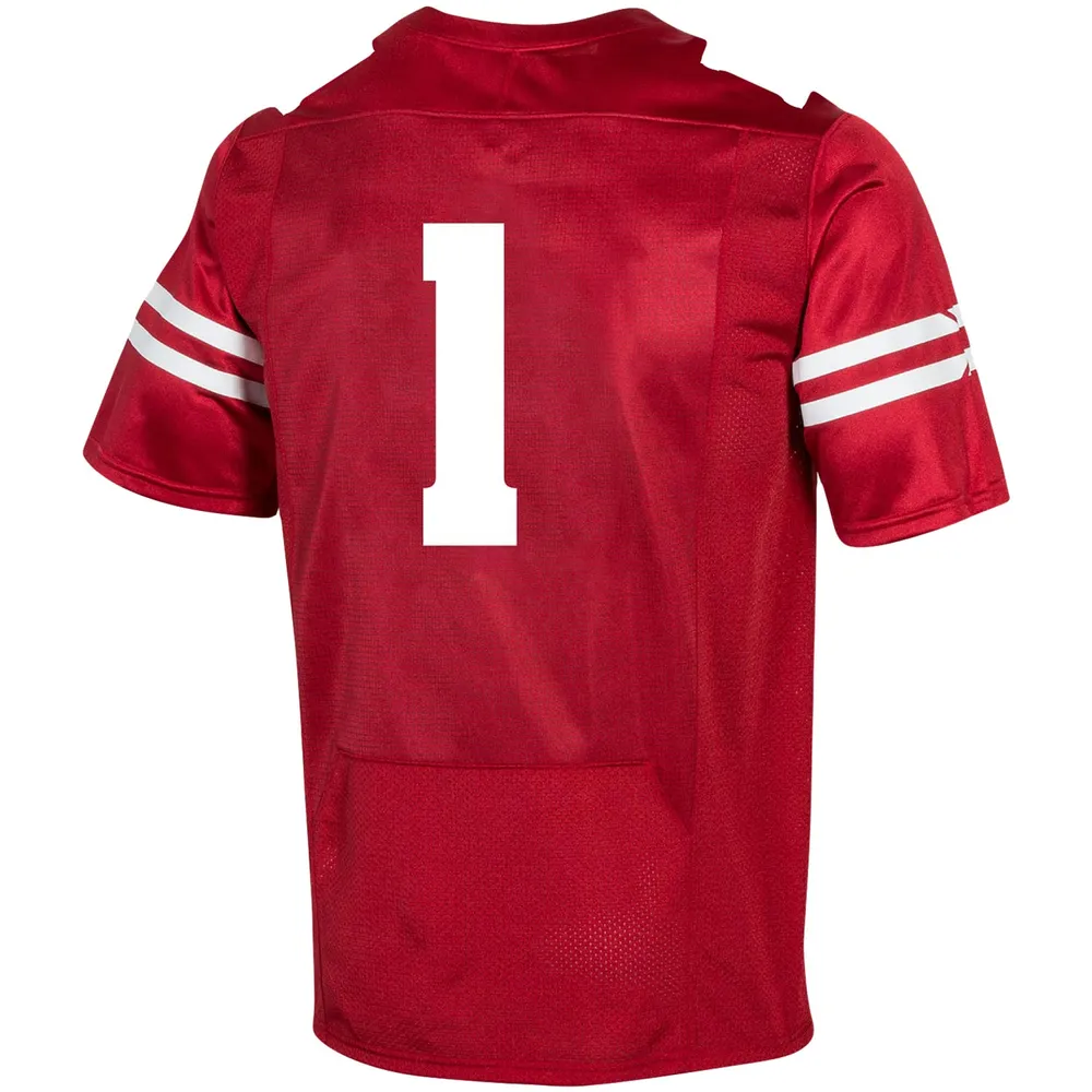 Maillot de football réplique des Badgers du Wisconsin #1 rouge Under Armour pour hommes