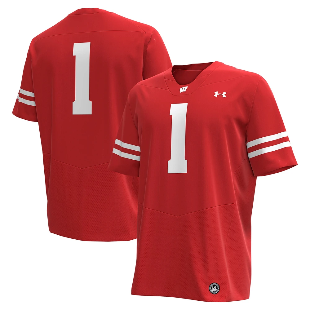 Maillot de football réplique des Badgers du Wisconsin #1 rouge Under Armour pour hommes