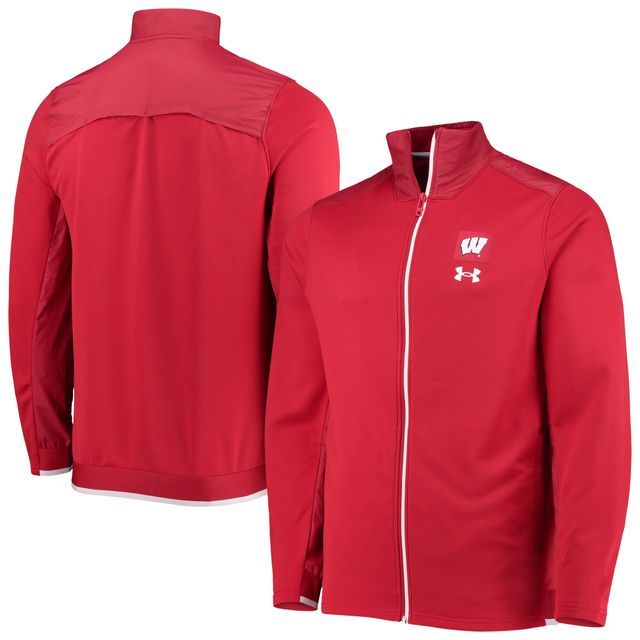 Veste rouge Under Armour Wisconsin Badgers 2021 Sideline Command entièrement zippée pour homme