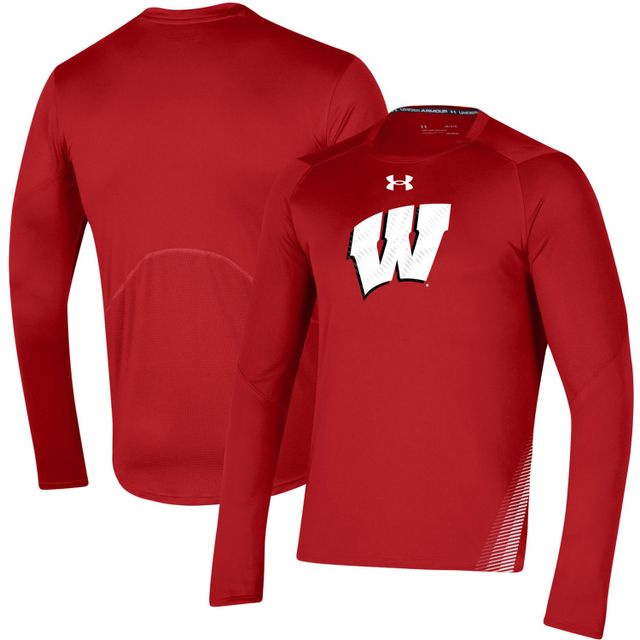 T-shirt à manches longues Under Armour rouge Wisconsin Badgers 2021 Sideline Entraînement Performance pour hommes