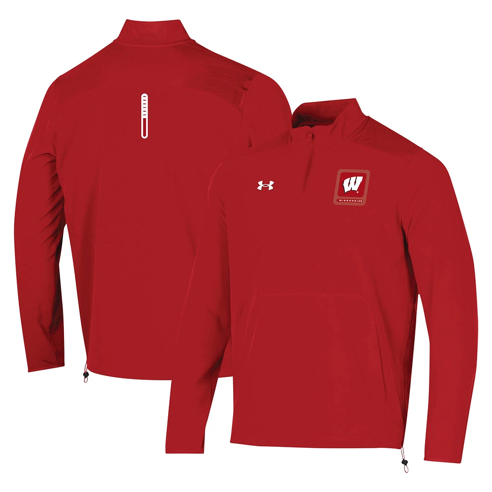 Men's Under Armour Red Wisconsin Badgers 2023 Motivate Half-Zip Top