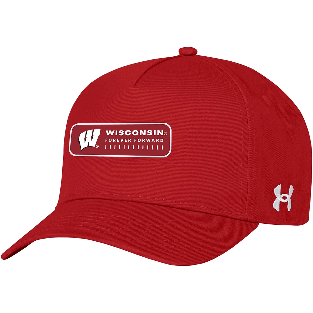 Casquette réglable Under Armour Wisconsin Badgers 2023 Sideline rouge pour homme