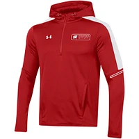 Sweat à capuche quart de zip Under Armour pour hommes des Wisconsin Badgers 2023 Sideline rouge