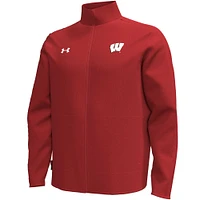 Veste rouge à fermeture éclair intégrale Under Armour Wisconsin Badgers Command pour hommes