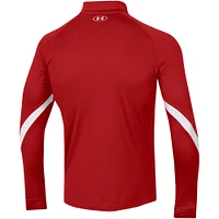 Men's Under Armour Red Wisconsin Badgers Game Day Raglan Quarter-Zip Top