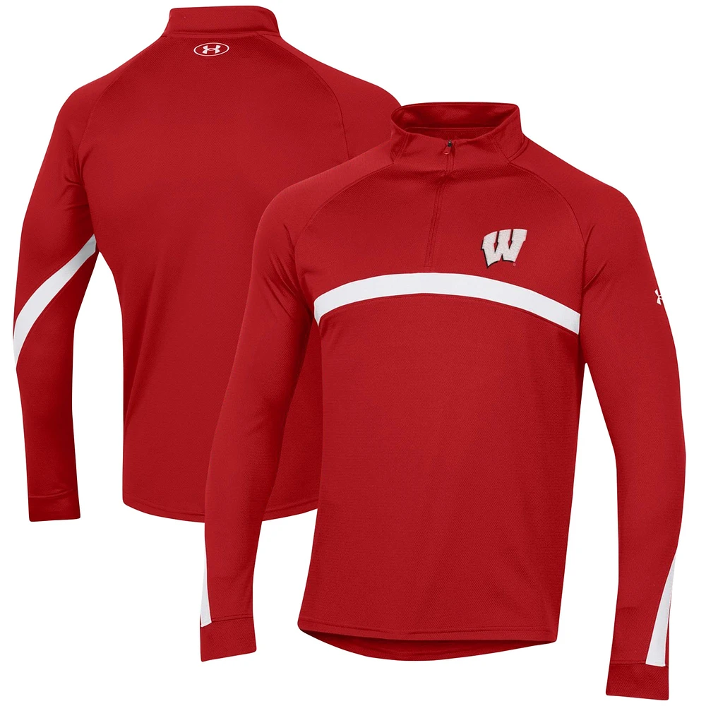 Haut raglan à quart de zip pour hommes Under Armour, Wisconsin Badgers Game Day, rouge