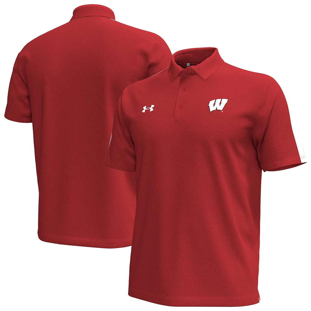 Men's Under Armour Red Wisconsin Badgers Pinnacle Performance Polo