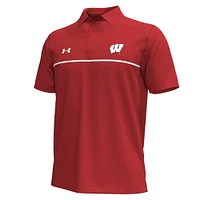 Men's Under Armour Red Wisconsin Badgers Playoff Chest Stripe Performance Polo