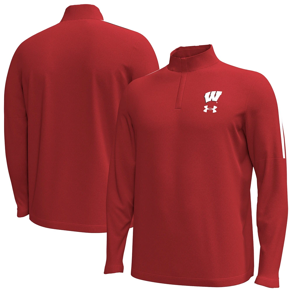 Veste à glissière quart de tour Performance Playoff des Wisconsin Badgers d'Under Armour pour homme