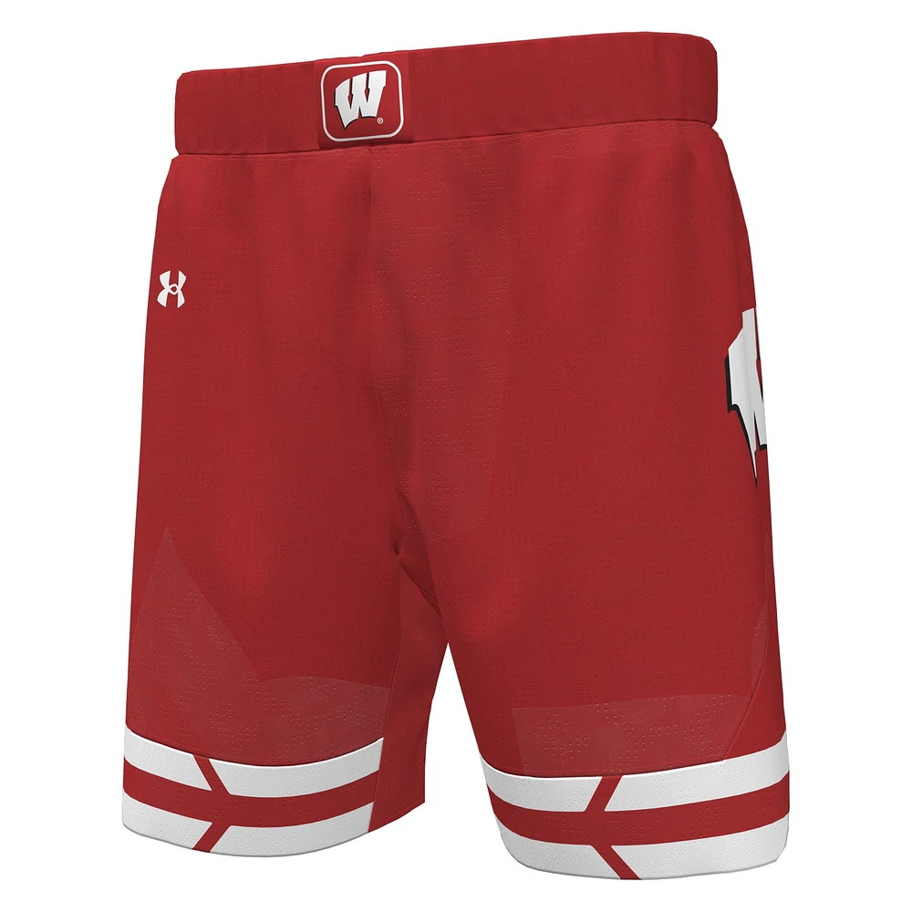 Short de basket-ball réplique rouge des Badgers du Wisconsin Under Armour pour hommes