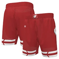 Short de basket-ball réplique rouge des Badgers du Wisconsin Under Armour pour hommes