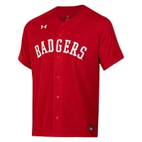Men's Under Armour Red Wisconsin Badgers Replica Full-Button Baseball Jersey