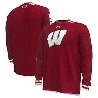 T-shirt rouge à manches longues Under Armour Wisconsin Badgers Shooter Raglan pour hommes