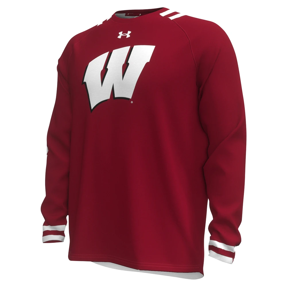 Men's Under Armour Red Wisconsin Badgers Shooter Raglan Long Sleeve T-Shirt