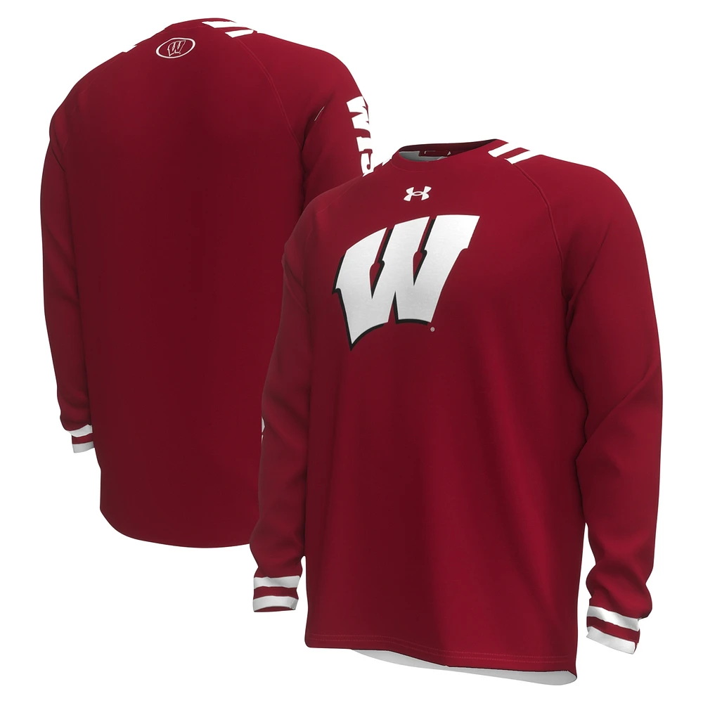 T-shirt rouge à manches longues Under Armour Wisconsin Badgers Shooter Raglan pour hommes