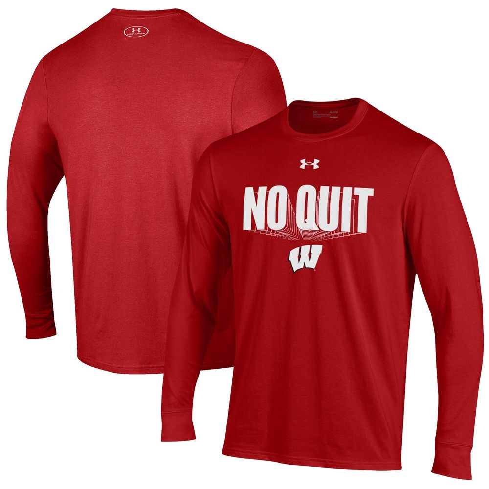 Men's Under Armour Red Wisconsin Badgers Shooter Performance Long Sleeve T-Shirt